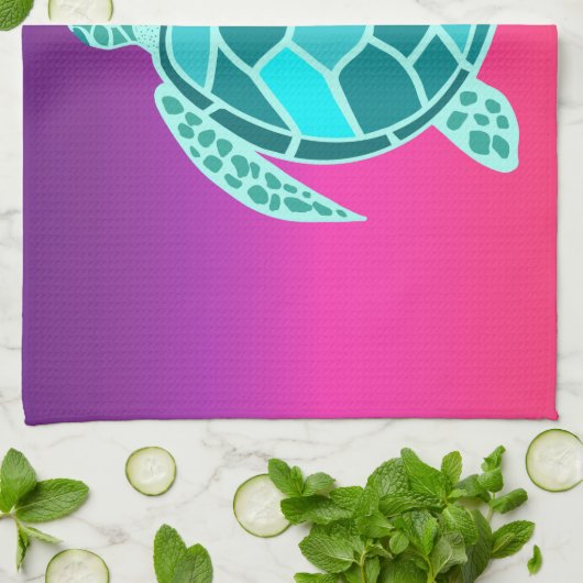 Blauwgroen schildpad theedoek (Gevouwen)