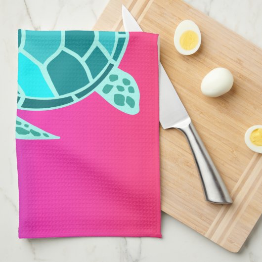 Blauwgroen schildpad theedoek (Quarter Fold)