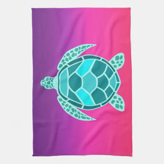 Blauwgroen schildpad theedoek (Verticaal)