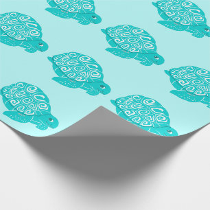 Blauwgroen schildpadpatroon Aqua-omlooppapier Cadeaupapier