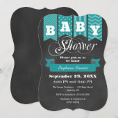 Blauwgroen schoolbord vlag Baby shower Uitnodigen Kaart (Voorkant / Achterkant)