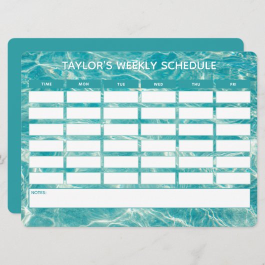 Blauwgroen schoolprogramma Marble Weekly (Voorkant / Achterkant)