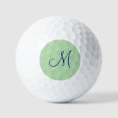 Blauwgroen Schrift Monogram Initiaal  Golfballen (Voorkant)