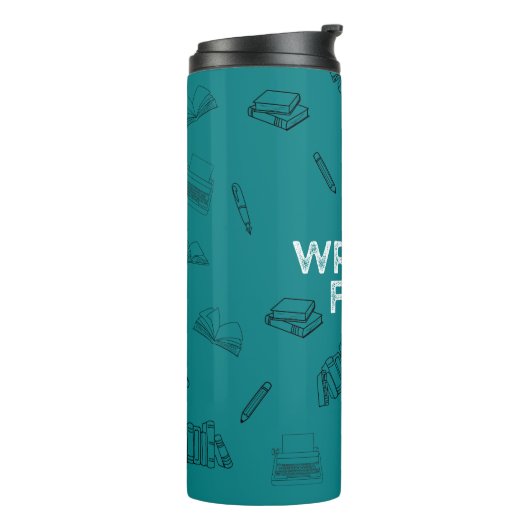 Blauwgroen schrijven brandstof reizen mok (Gedraaid links)