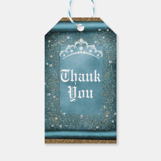 Blauwgroen Schuif- en gouddiamant Tiara Scroll Par Cadeaulabel (Voorkant)