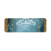 Blauwgroen Schuif- en gouddiamant Tiara Scroll Par Etiket (Voorkant)