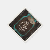 Blauwgroen Schuur Hout Mason Jar Rustic Mr & Mrs W Servet (Hoek)