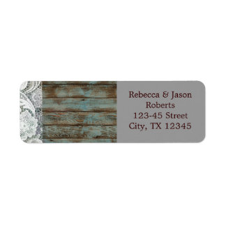 blauwgroen schuurhout, bijtende witte kant etiket