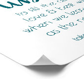 Blauwgroen script | Aqua Bubble Wedding Send Favor Poster (Hoek)