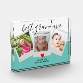 Blauwgroen script BEST GRANDMA Cute Moderne Custom Fotoblokken (Links)
