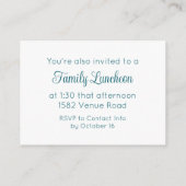 Blauwgroen Script Temple Sealing & Meal Invitation Informatiekaartje (Achterkant)