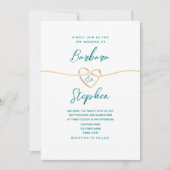 Blauwgroen scriptminimalistische bruiloft kaart (Voorkant)