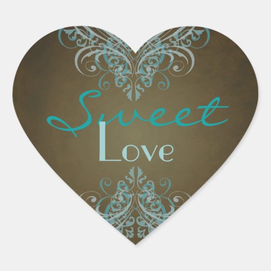 Blauwgroen Scroll Bruin Snoep Buffet Sticker (Voorkant)