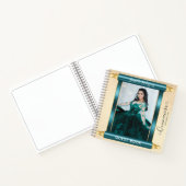 Blauwgroen Scroll Photo Budget Quinceañera Gastenb Notitieboek (Binnen)