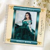 Blauwgroen Scroll Photo Budget Quinceañera Gastenb Notitieboek