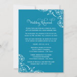 Blauwgroen Scrolls Wedding Rehearsal and Dinner Kaart<br><div class="desc">De unieke uitnodiging voor een huwelijksrepetitie omvat creatieve gedicht om de bruiloft uit te nodigen voor zowel het repetitieve als het repetitieve diner.  Elegant scrolls en bloemflourishes accentueren het design. Kleurenschema: wit en blauwgroen blauw</div>