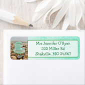 Blauwgroen Seaglass Ocean Rocks Retouradreslabels Etiket (Insitu)