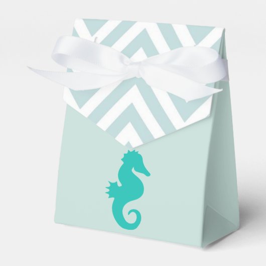 Blauwgroen Seahorse Beach Thema Baby shower Favor  Bedankdoosjes (Voorkant Zijde)