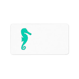 Blauwgroen Seahorse Etiket