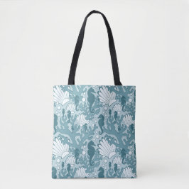 Blauwgroen Seahorse Oceanic Pattern Canvas tas