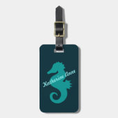 Blauwgroen Seahorse Personalized Bagagelabel (Voorkant verticaal)