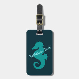 Blauwgroen Seahorse Personalized Bagagelabel