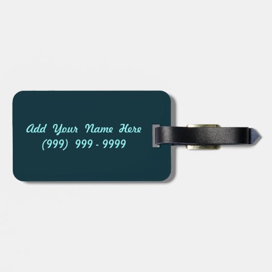 Blauwgroen Seahorse Personalized Bagagelabel (Achterkant horizontaal)