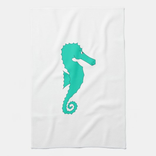 Blauwgroen Seahorse Theedoek (Verticaal)