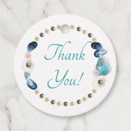 Blauwgroen Seashells en Pearls Quinceanera Party F Bedankjes Labels