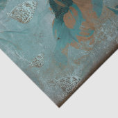 Blauwgroen Sepia  Antiek kunst Tissuepapier (Detail)