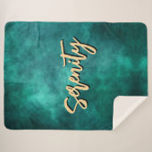 Blauwgroen sereniteit Sherpa Blanket Deken (Voorkant (horizontaal))