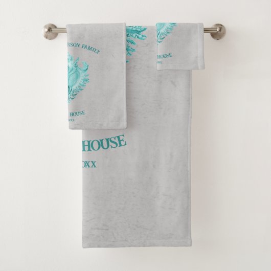 Blauwgroen set handdoeken Shell Bath (Insitu)