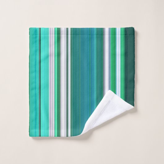 Blauwgroen set handdoekjes voor stripes bad handdoek (Wasdoekje)