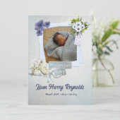 Blauwgroen Shabby Style Baby Flat Announding Kaart (Staand voorkant)
