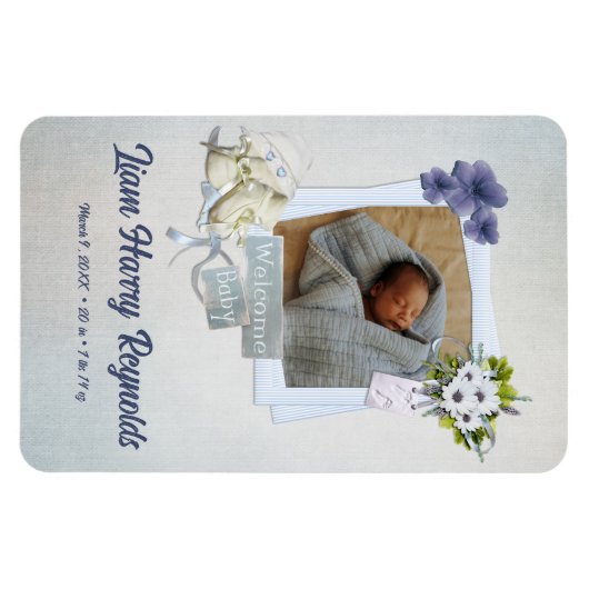 Blauwgroen Shabby Style-Baby Magneet (Horizontaal)