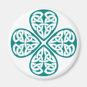 Blauwgroen Shamrock Celtic Knot Magneet