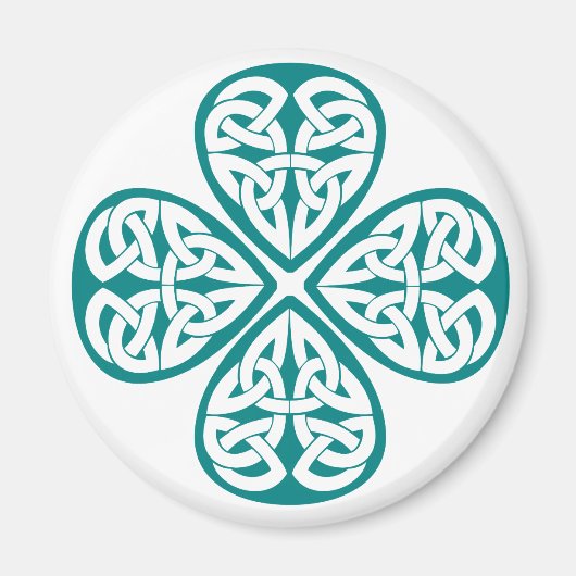 Blauwgroen Shamrock Keltische knoop Magneet (Voorkant)