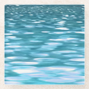 Blauwgroen shimmer glazen onderzetter