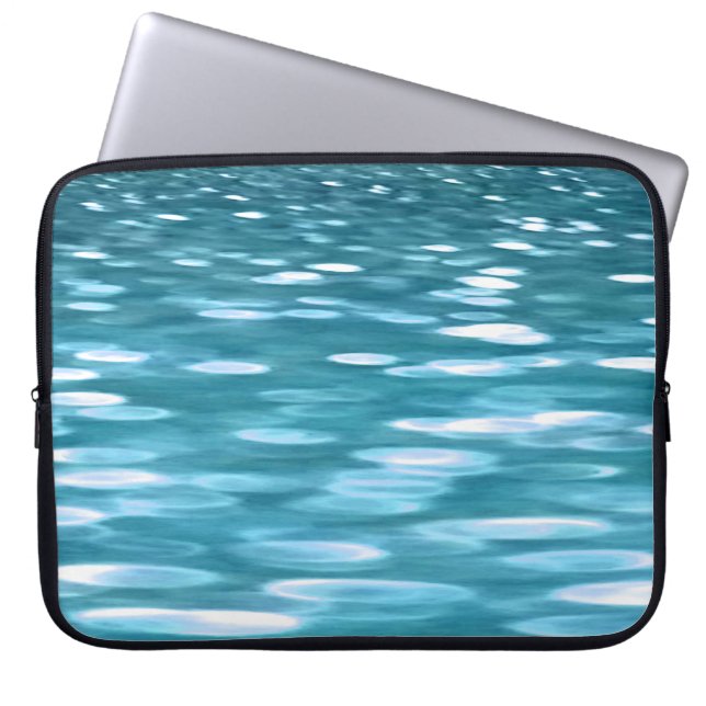 Blauwgroen shimmer laptop sleeve (Voorkant)
