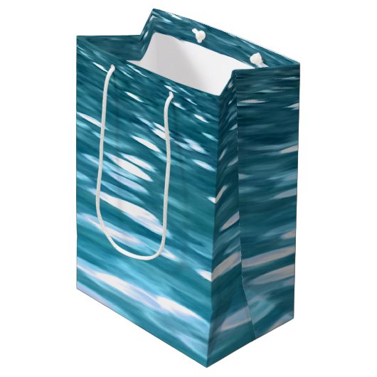 Blauwgroen shimmer medium cadeauzakje (Voorkant Gekanteld)