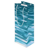 Blauwgroen shimmer wijn cadeautas (Achterkant Gekanteld)