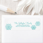 Blauwgroen Shimmering Chic Snowflake Holiday Etiket (Insitu)