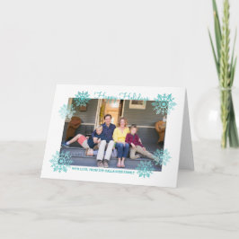 Blauwgroen Shimmering Chic Snowflake Holiday Foto Feestdagen Kaart