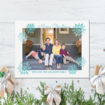 Blauwgroen Shimmering Chic Snowflake Holiday Foto