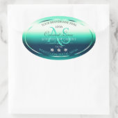 Blauwgroen Shimmery Product Label Diamonds-Logo (Tas)