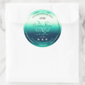 Blauwgroen Shimmery Product Label Diamonds-Logo (Tas)