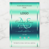 Blauwgroen Shimmery Product Label Diamonds-Logo Voedselcontainer Etiket (Enkel label)