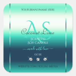 Blauwgroen Shimmery Product Labels Diamonds en Mon