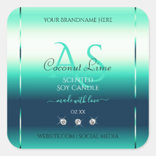 Blauwgroen Shimmery Product Labels Diamonds en Mon