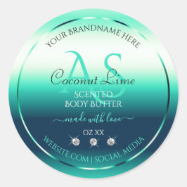 Blauwgroen Shimmery Product Labels Diamonds en Mon